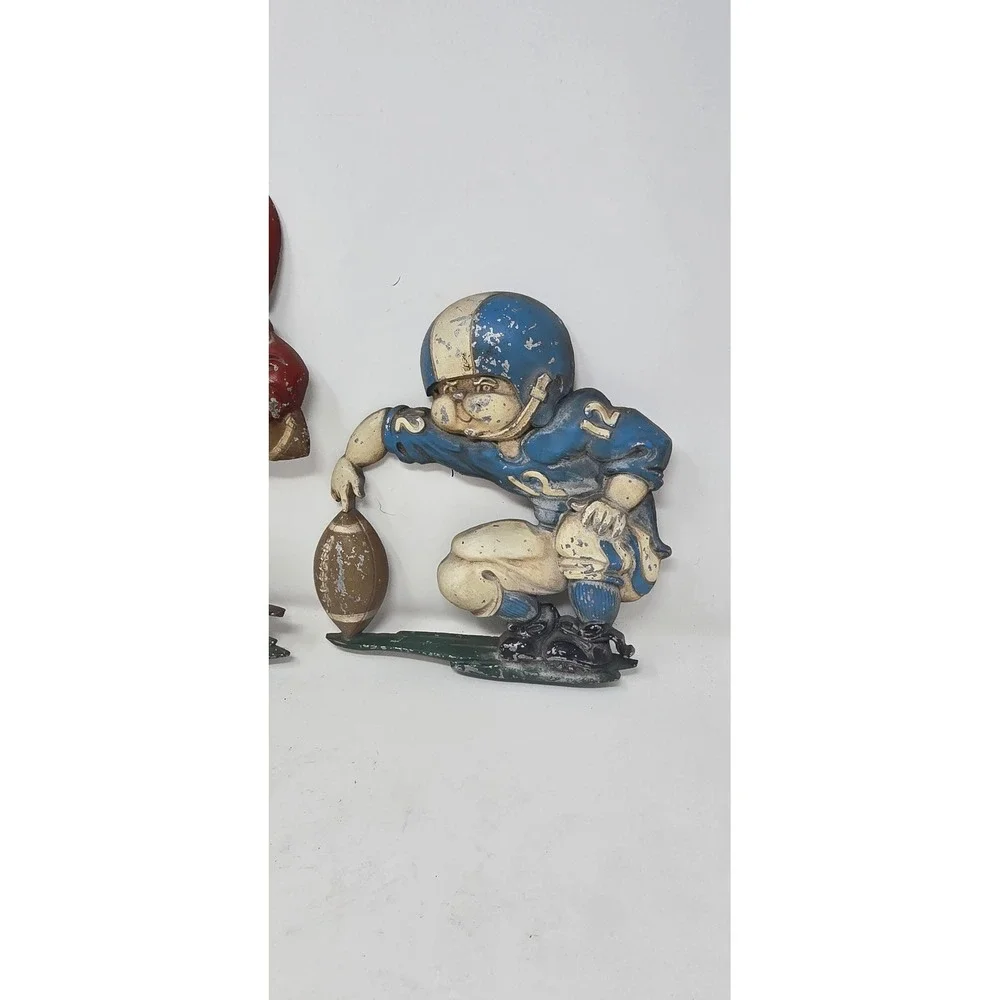 Vtg Homco 1976 cast metal‎ football players boy nursery wall decor sport mencave